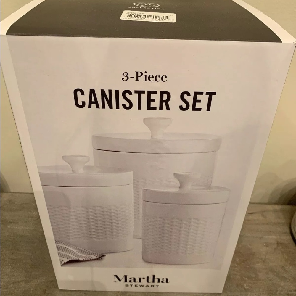 Martha Stewart 3 Piece Canisters White Farmhouse
